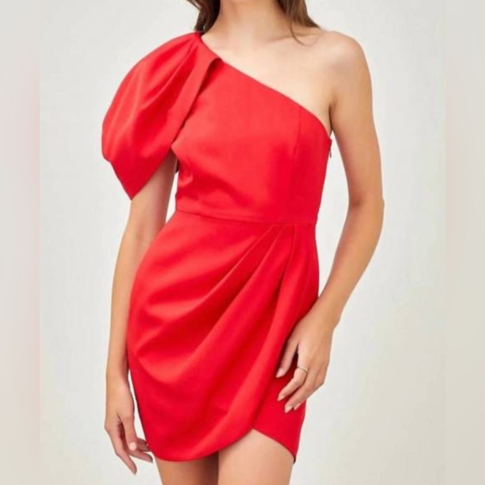 DO+BE Vibrant Red One-Shoulder Dress